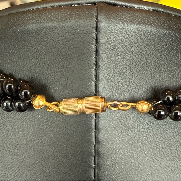 Vintage Black Beads & Faux Pearl Long Opera Length Classic Style Necklace - Picture 4 of 4